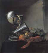 Jan Davidsz. de Heem Style life with Nautiluspokal and lobster oil